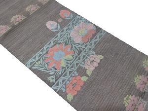 横段に花模様織り出し袋帯
